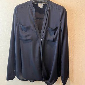 Navy surplice blouse